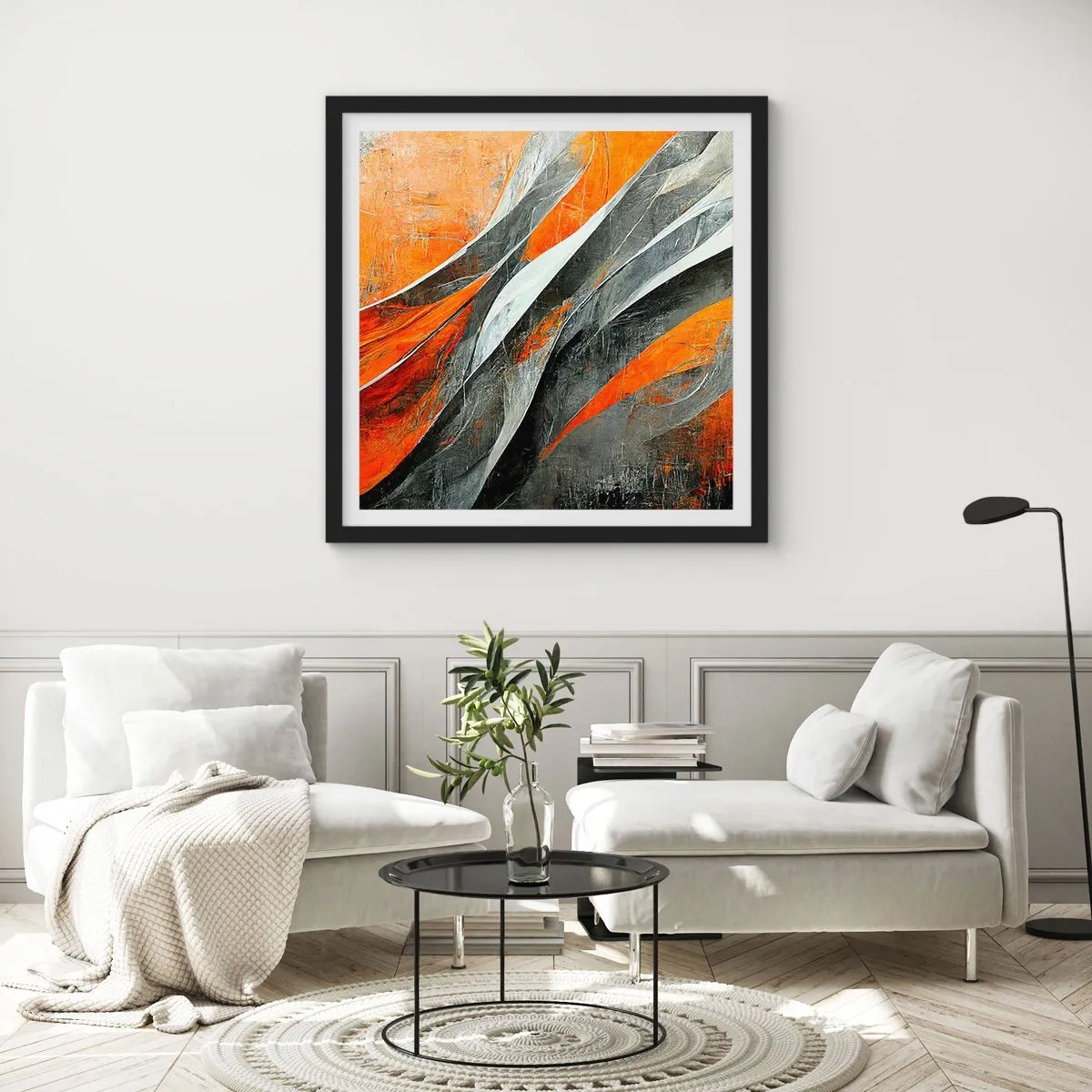 Poster in einem schwarzem Rahmen - Hitze und Kälte - 40x40 cm