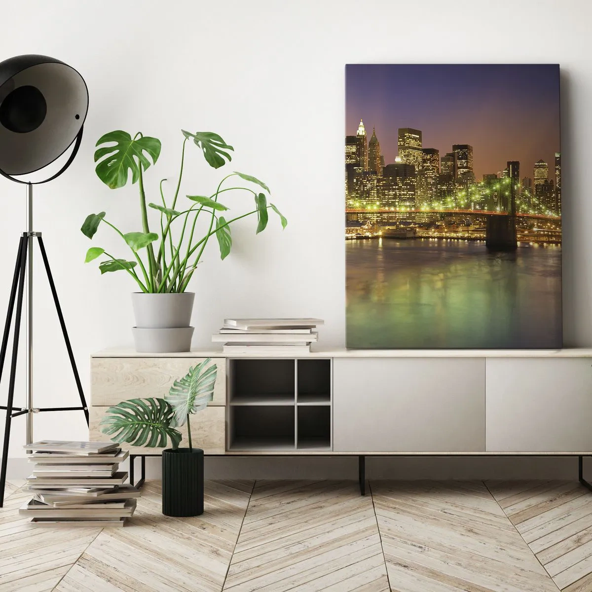 Bild auf Leinwand - Leinwandbild - Hier geht das Licht nie aus - 45x80 cm