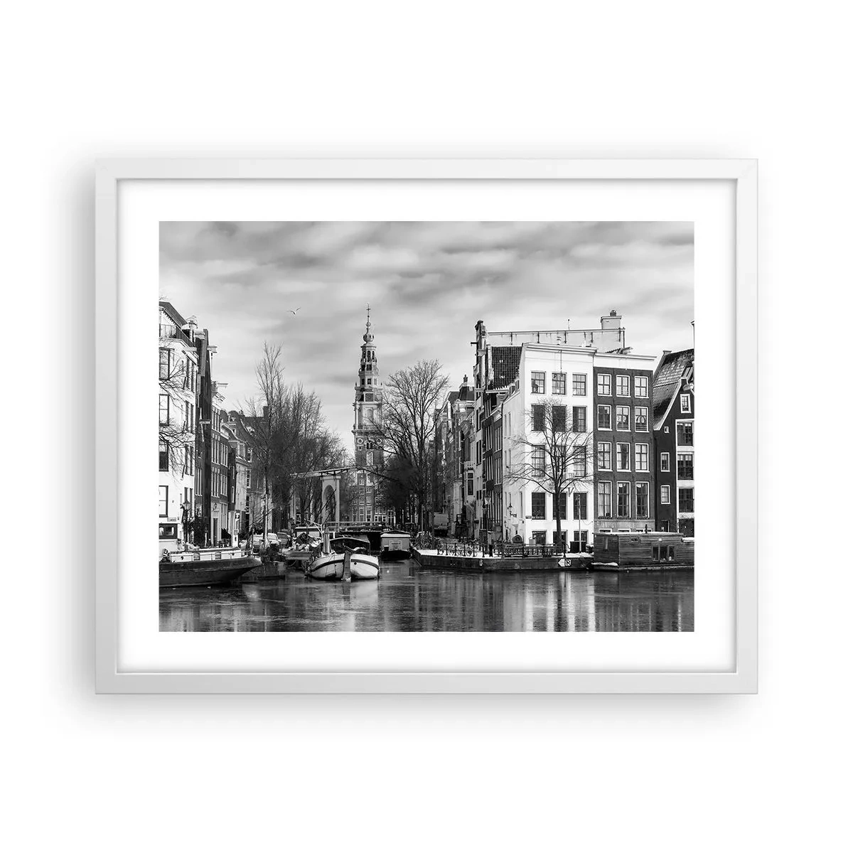 Poster in einem weißen Rahmen - Amsterdamer Atmosphäre - 50x40 cm