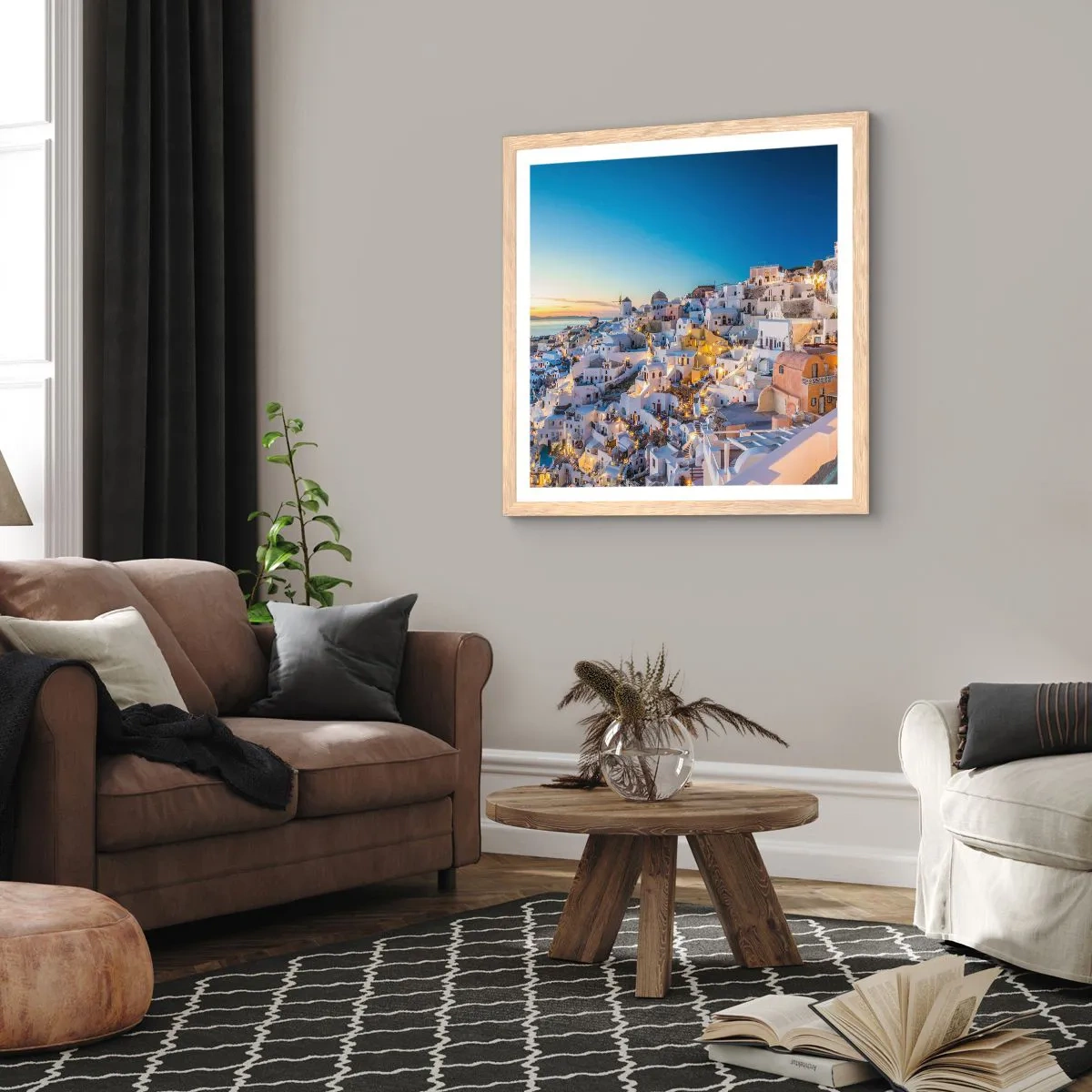 Poster in einem Rahmen aus heller Eiche - Die Essenz des Griechischen - 60x60 cm