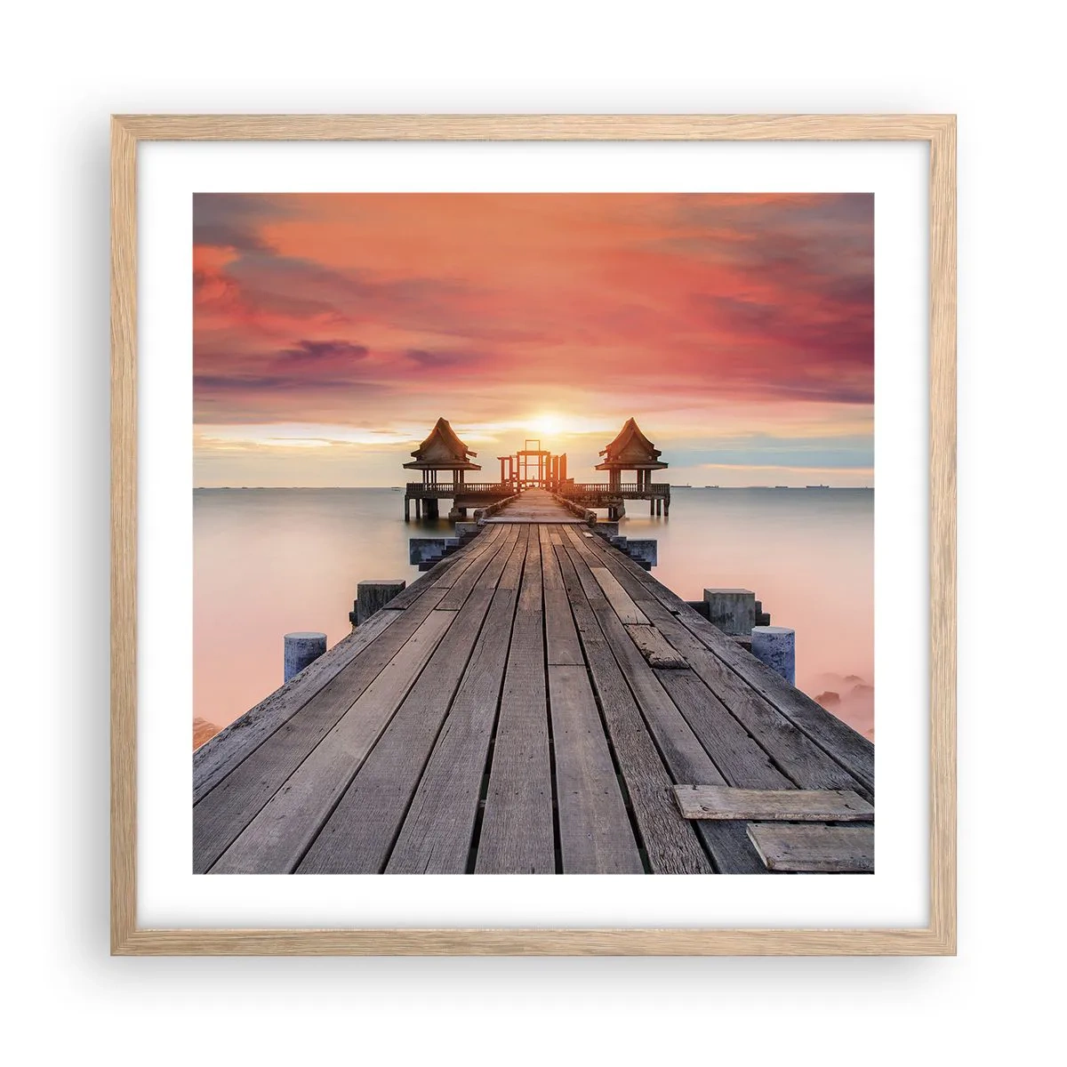 Poster in einem Rahmen aus heller Eiche - Westen im Osten - 50x50 cm