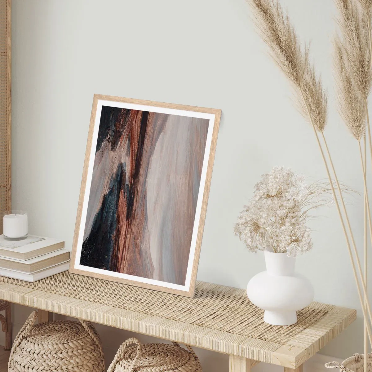 Poster in einem Rahmen aus heller Eiche - Ruhiges Tal - 70x100 cm