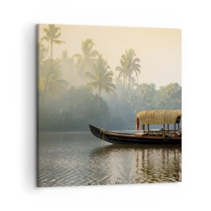 Bild auf Leinwand - Leinwandbild - Haus am Fluss - 50x50 cm