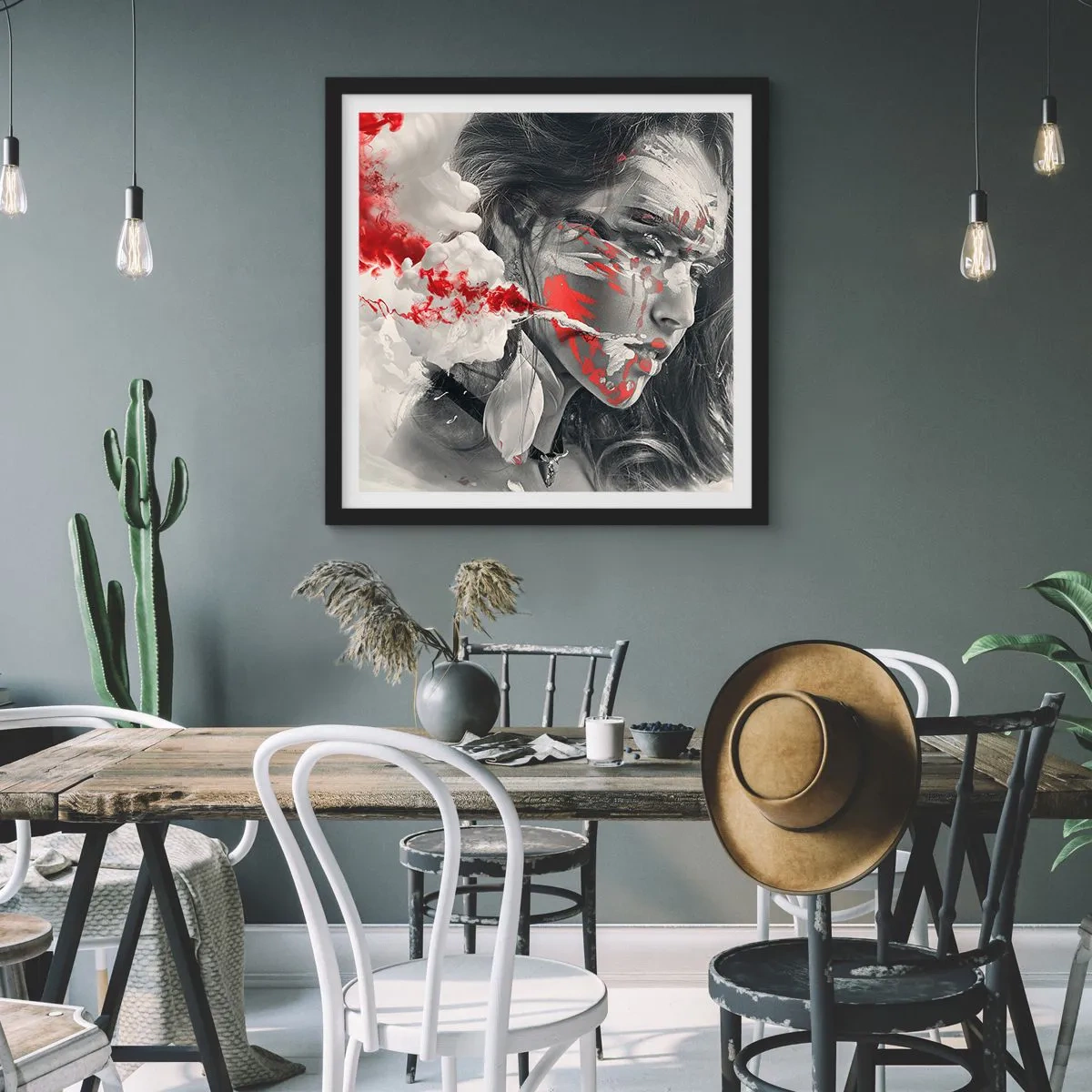 Poster in einem schwarzem Rahmen - Im Dunst der Absurdität - 60x60 cm