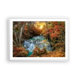 Poster in einem weißen Rahmen - Versteckter Schatz des Waldes - 70x50 cm