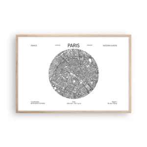 Poster in einem Rahmen aus heller Eiche - Anatomie von Paris - 91x61 cm