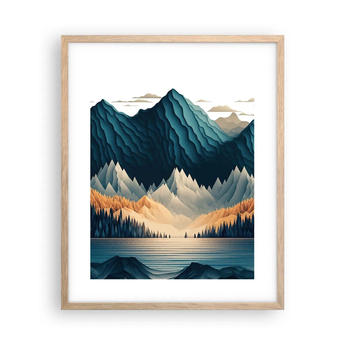 Poster in einem Rahmen aus heller Eiche - Perfekte Berglandschaft - 40x50 cm