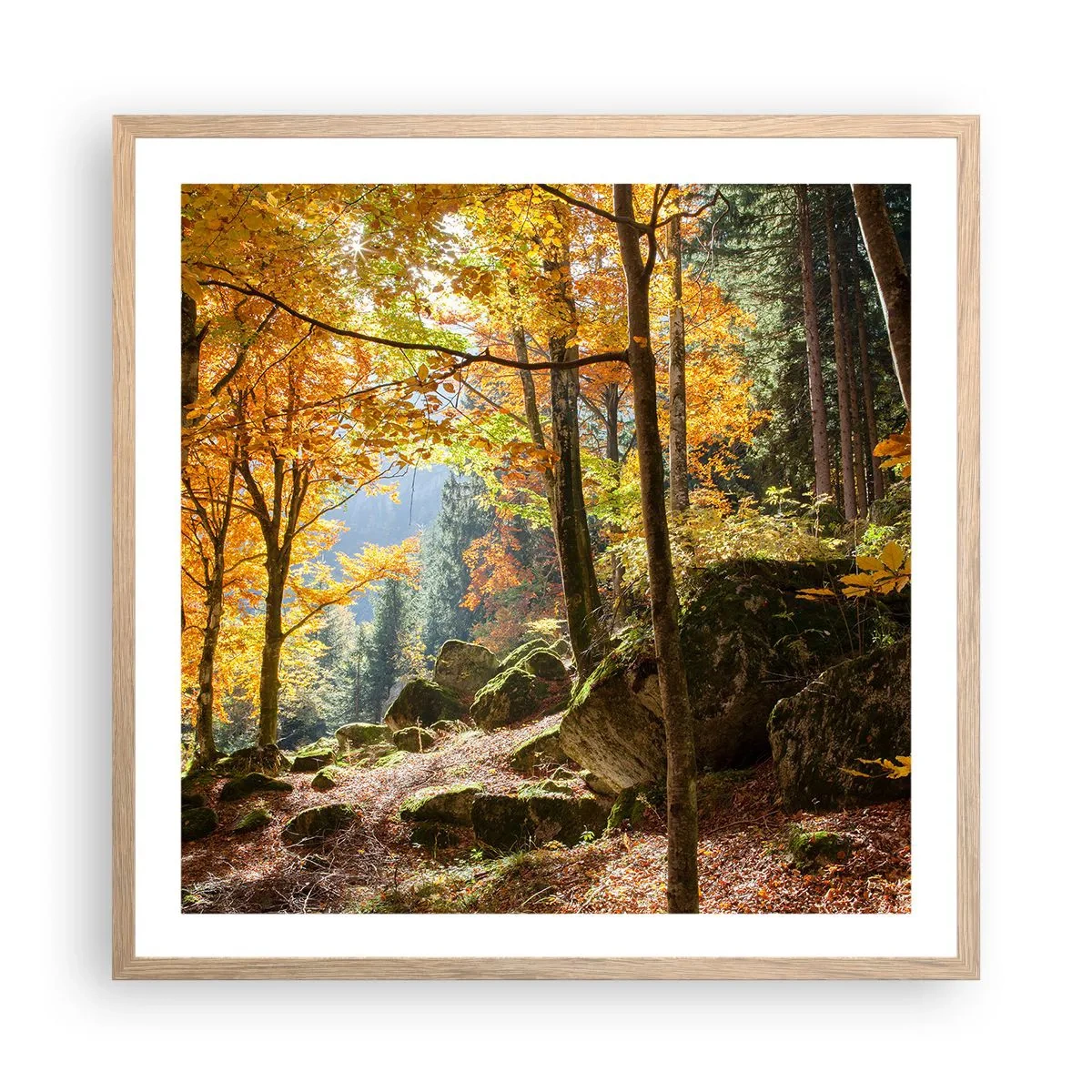 Poster in einem Rahmen aus heller Eiche - Zeit zum Entspannen - 60x60 cm