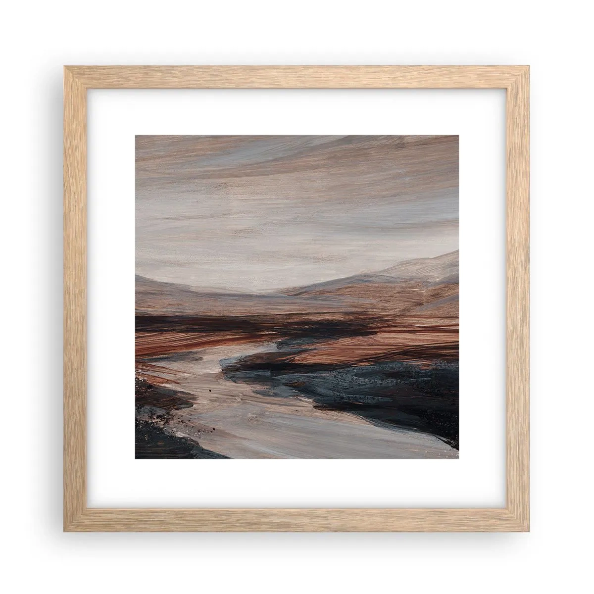 Poster in einem Rahmen aus heller Eiche - Ruhiges Tal - 30x30 cm