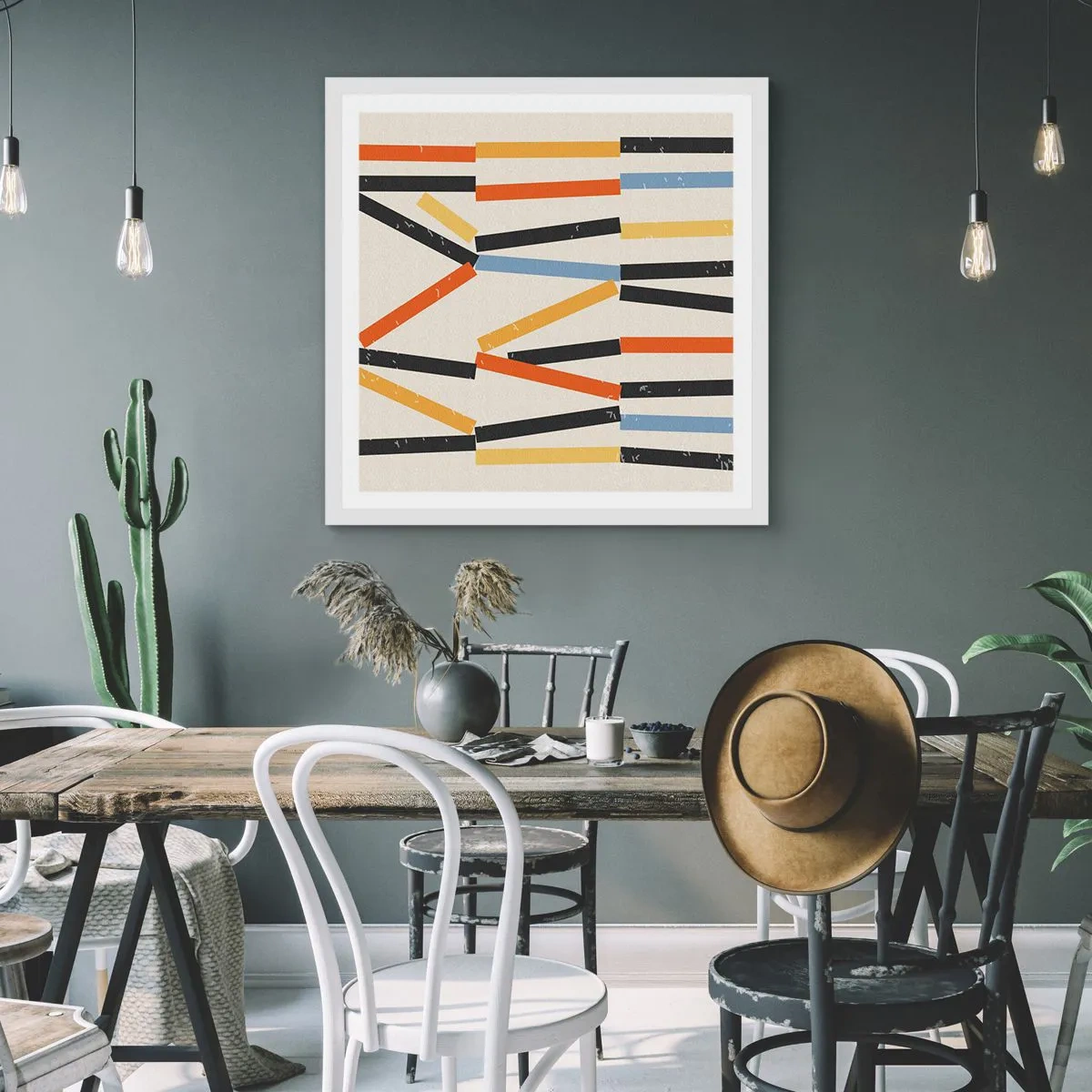 Poster in einem weißen Rahmen - Komposition auf der Ebene - 50x50 cm