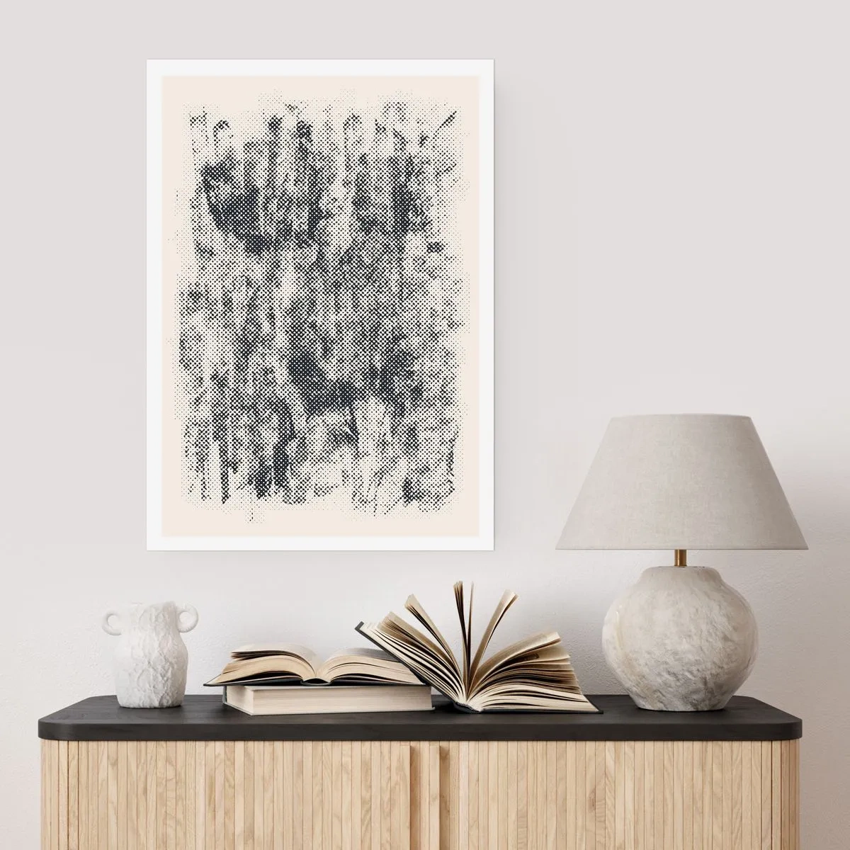 Poster - Retro-Wald-Grafikmotiv - 50x70cm - Nebelige Komposition - Moderne Wanddekoration für Wohnzimmer und Schlafzimmer ARTTOR