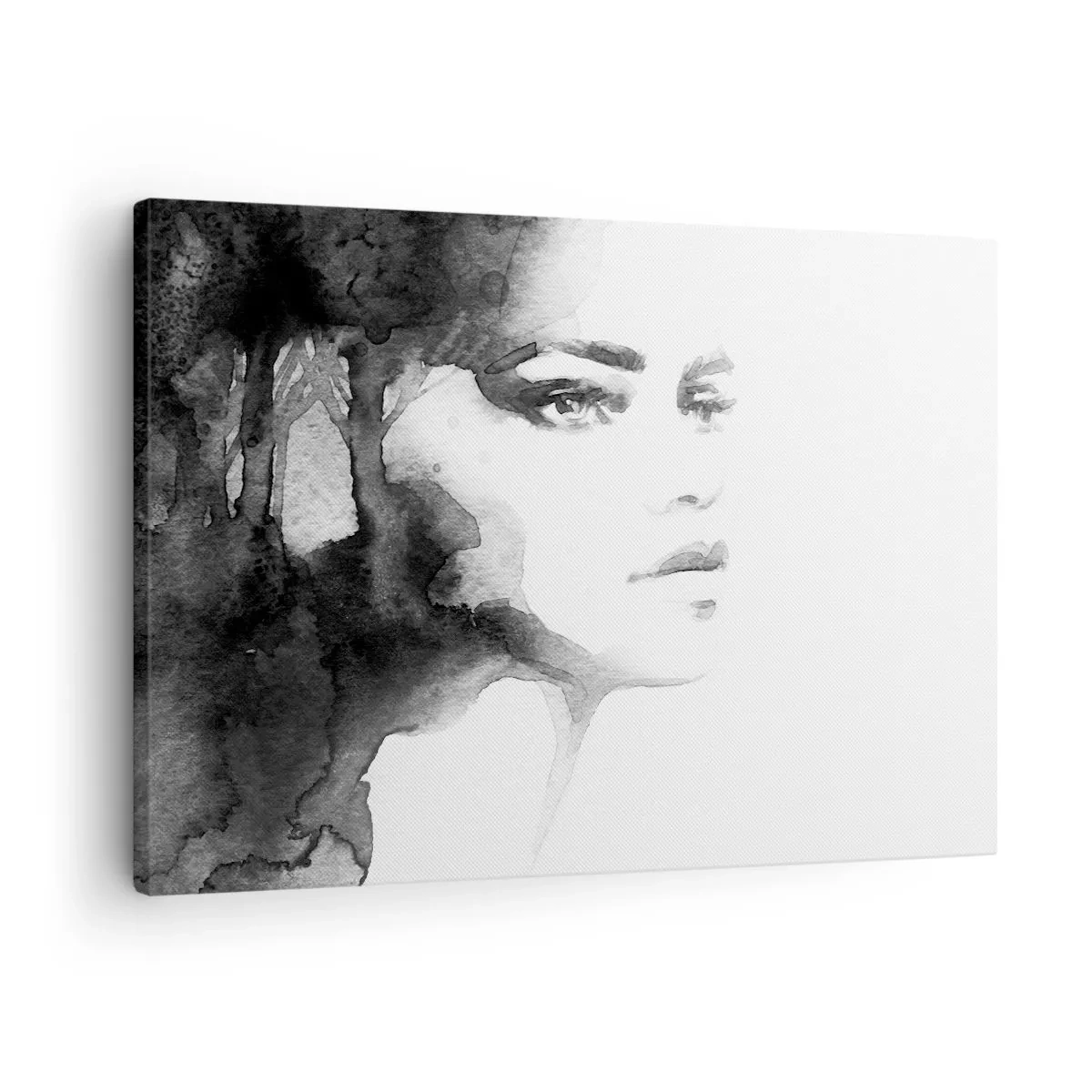 Bild auf Leinwand - Leinwandbild - Ein subtiles Porträt einer Frau in Schwarz-Weiß-Tönen - 70x50cm - Aus Geheimnis und Nebel - Moderne Wanddekoration für Wohnzimmer und Schlafzimmer ARTTOR