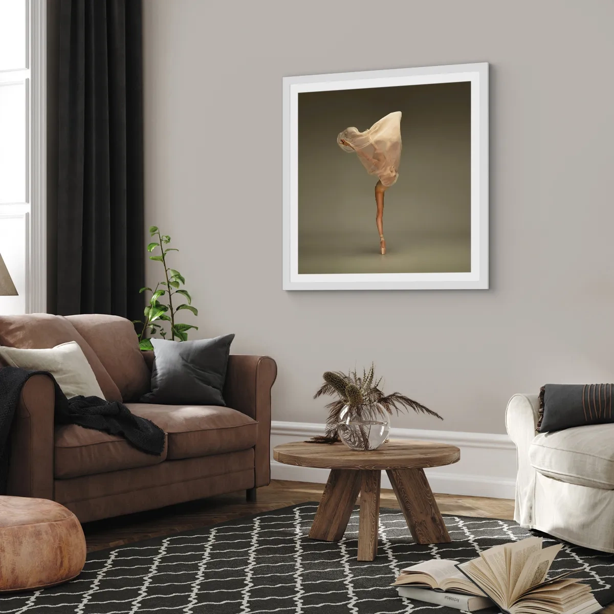 Poster in einem weißen Rahmen - Es wird bald auffliegen - 60x60 cm