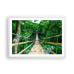 Poster in einem weißen Rahmen - Monkey Bridge über das Grün - 70x50 cm