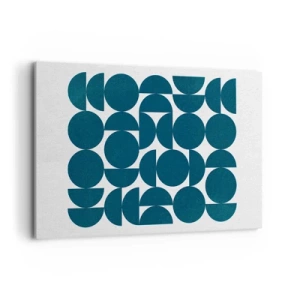 Bild auf Leinwand - Leinwandbild - Geometrische Formen in Marineblautönen auf weißem Hintergrund - 120x80cm - Kreise und Halbkreise - Moderne Wanddekoration für Wohnzimmer und Schlafzimmer ARTTOR