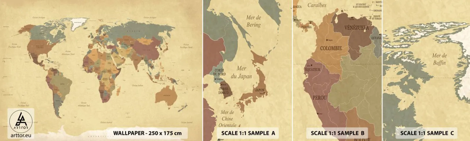 Fototapeten Muster Selbstklebend Deluxe Sticker - Für dich - die ganze Welt - Weltkarte, Kontinente, Reisen - 100x30 cm
