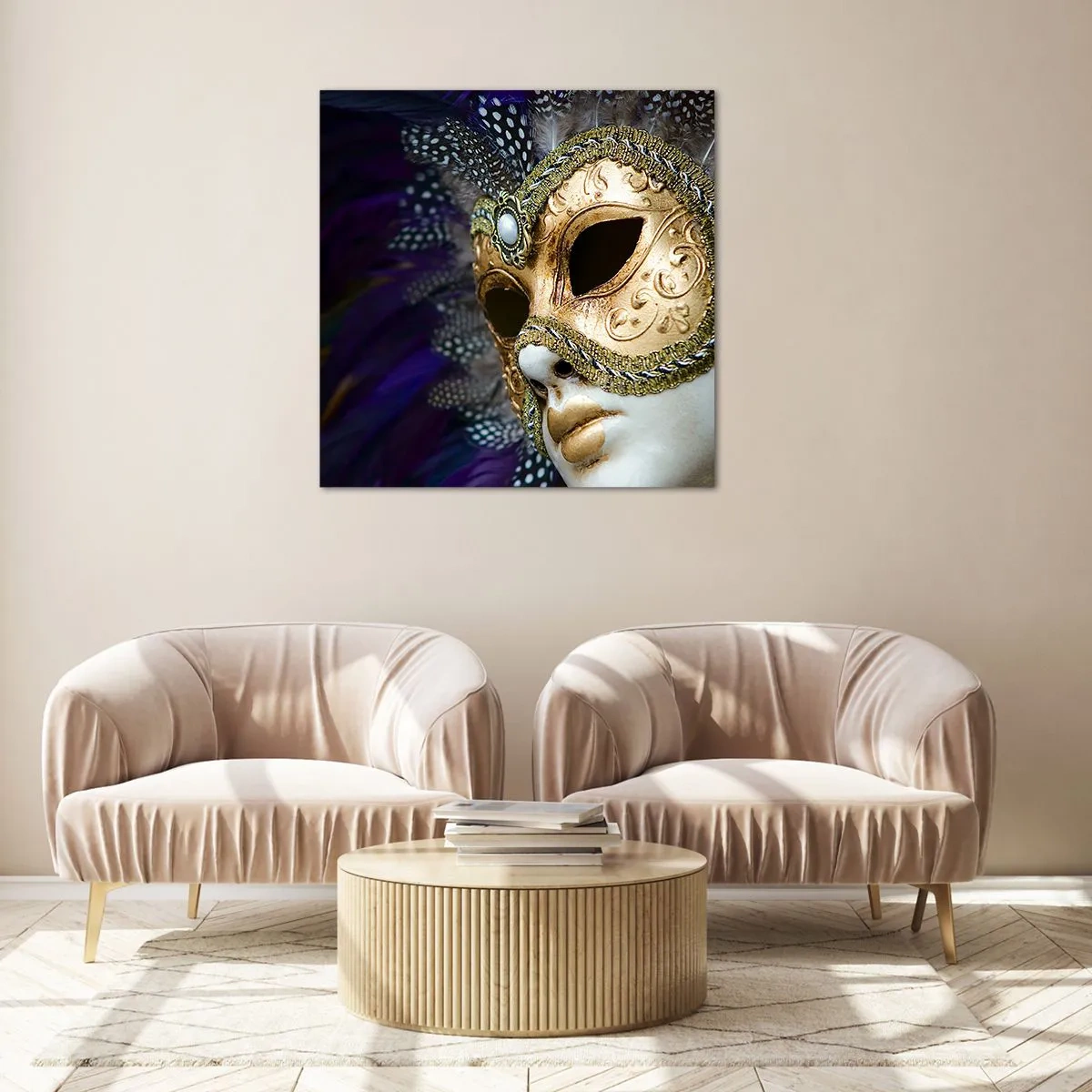 Glasbild - Bild auf glas - Venezianisches Porträt in Gold - 60x60 cm