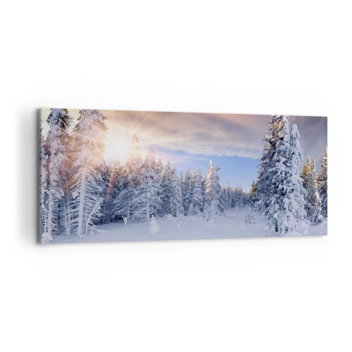 Bild auf Leinwand - Leinwandbild - Ein verschneites Naturschauspiel - 100x40 cm