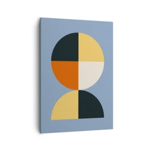 Bild auf Leinwand - Leinwandbild - Geometrische Kreise auf blauem Hintergrund - 50x70cm - Beobachte und zähle - Moderne Wanddekoration für Wohnzimmer und Schlafzimmer ARTTOR