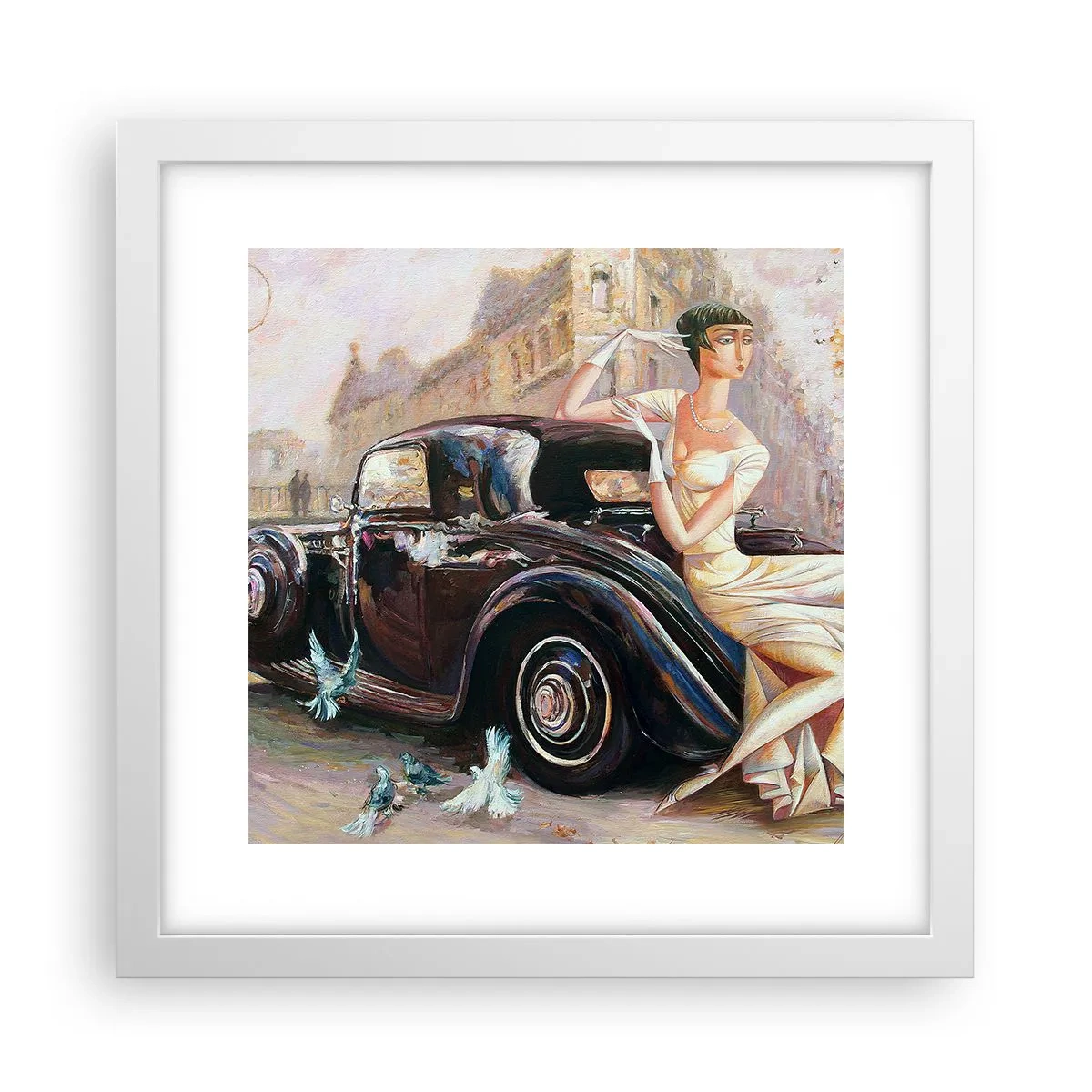 Poster in einem weißen Rahmen - Eleganz im Retro-Stil - 30x30 cm