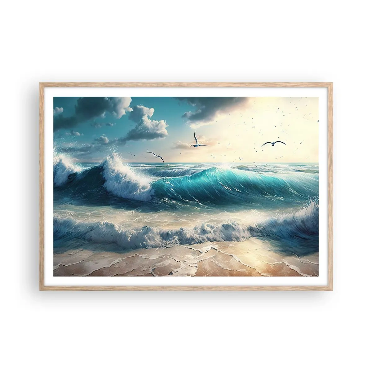 Poster in einem Rahmen aus heller Eiche - Es summt nur für dich - 100x70 cm