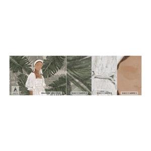 Fototapeten Muster Premium Canvas - Exotisches Porträt - Boho, Frau, Blätter - 100x30 cm