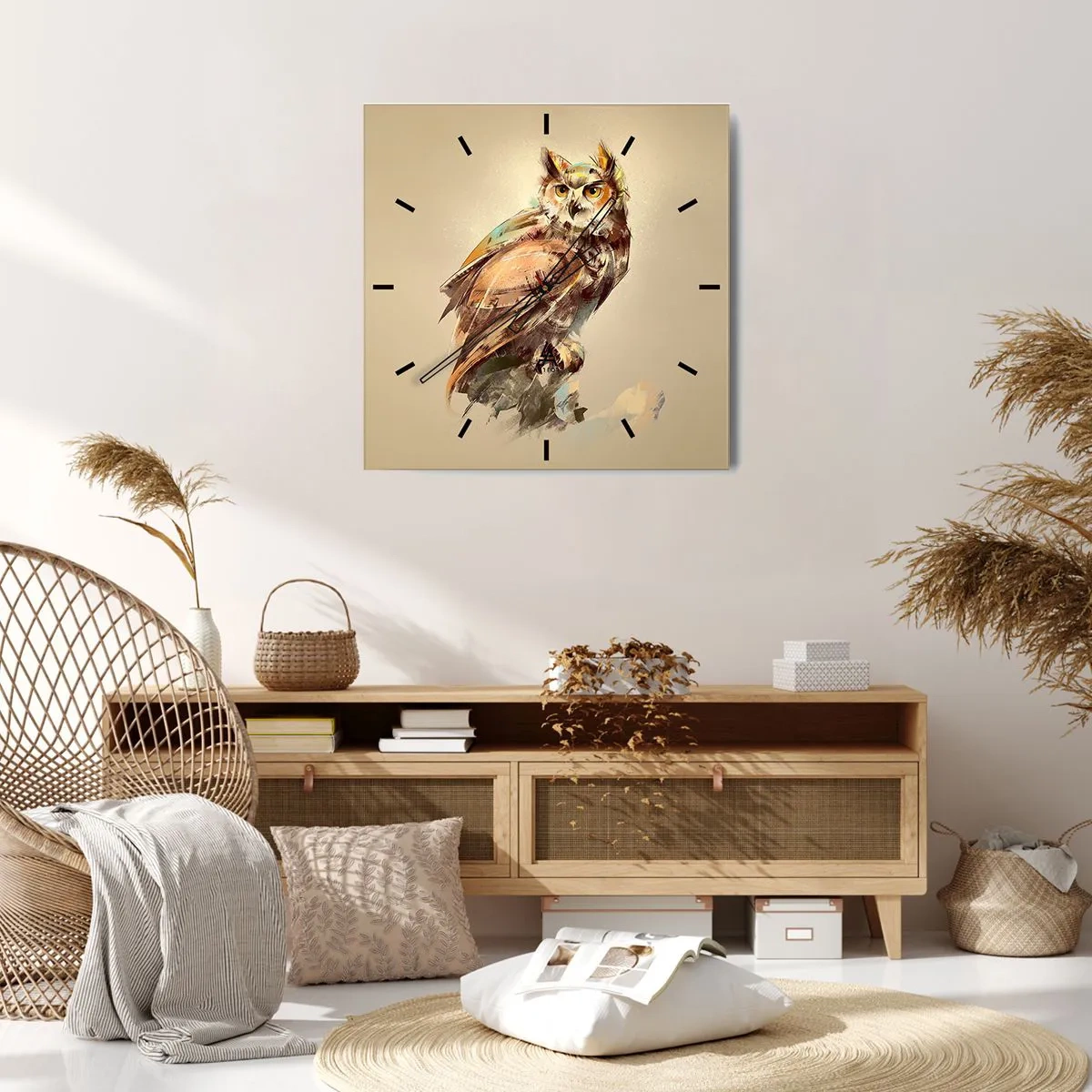 Wanduhr - Glasuhr - Die klügste Eule - bestätigt den Eichenwald - 30x30 cm