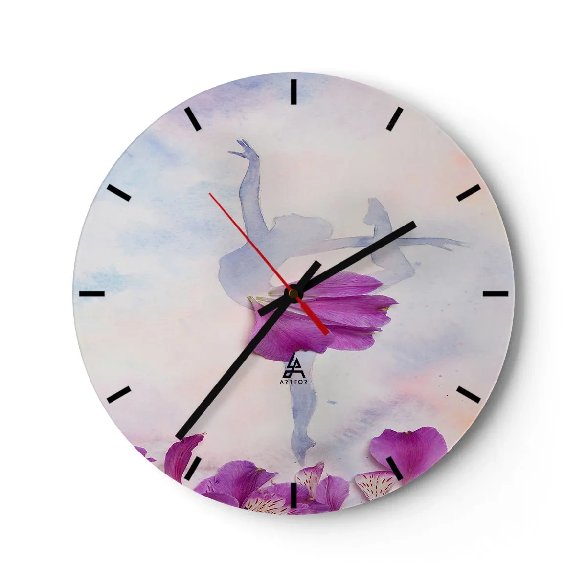 Wanduhr - Glasuhr - Zart wie eine Blume - 40x40 cm