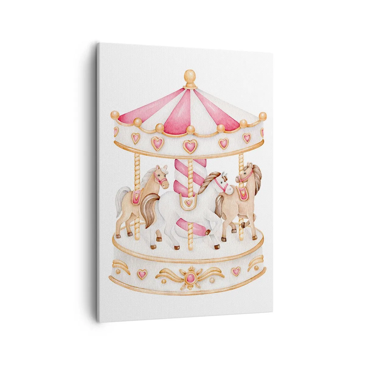 Bild auf Leinwand - Leinwandbild - Buntes Vintage-Karussell mit Pferden - 50x70cm - Süße Welt der Kindheit - Moderne Wanddekoration für Wohnzimmer und Schlafzimmer ARTTOR
