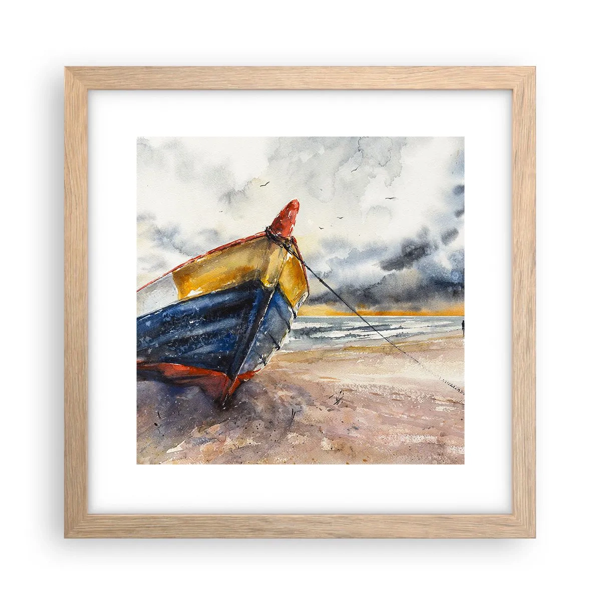 Poster in einem Rahmen aus heller Eiche - Erholung am Ufer - 30x30 cm