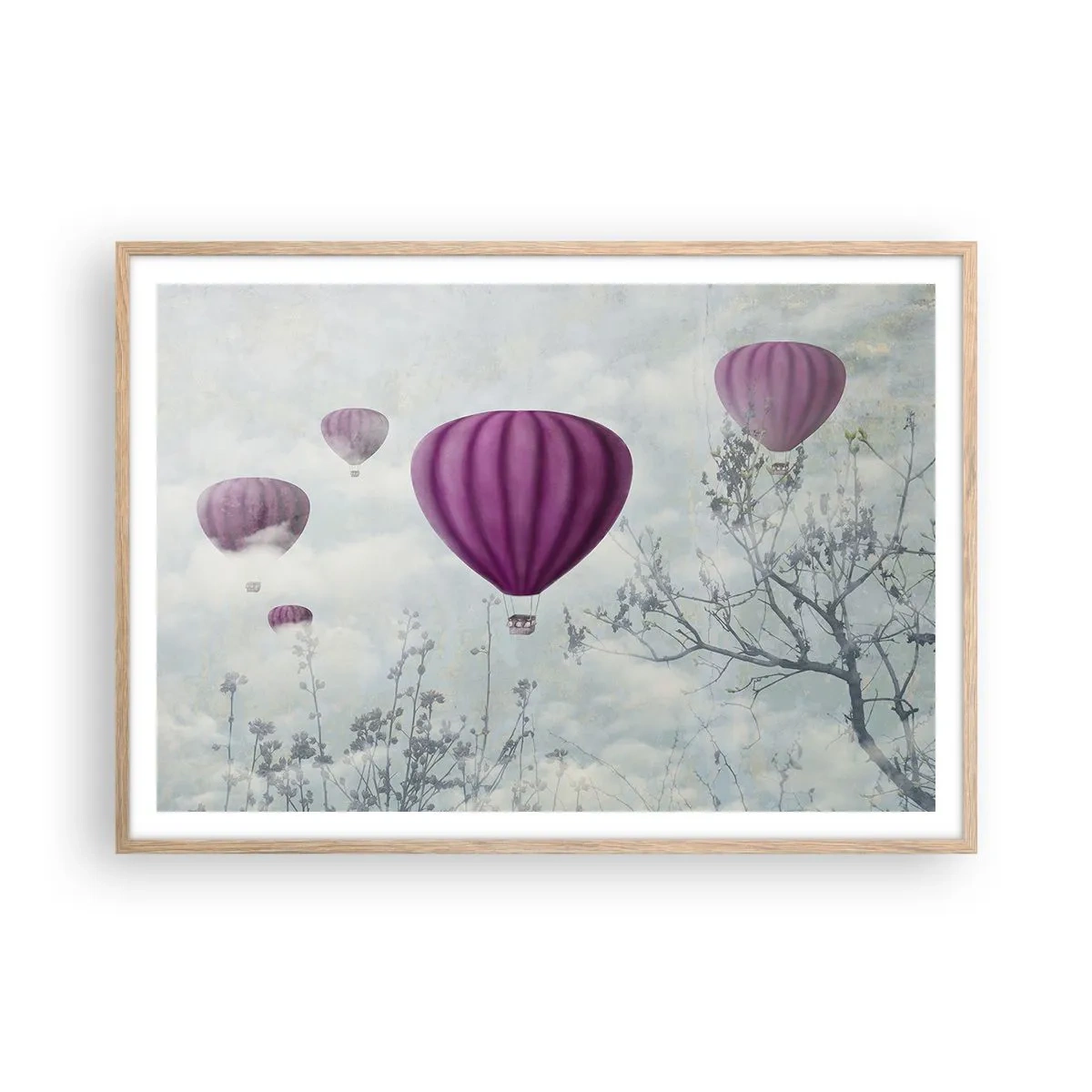 Poster in einem Rahmen aus heller Eiche - Wie Schiffe am Himmel - 100x70 cm