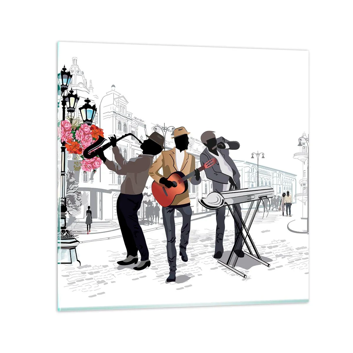 Glasbild - Bild auf glas - Straßenmusik - 30x30 cm