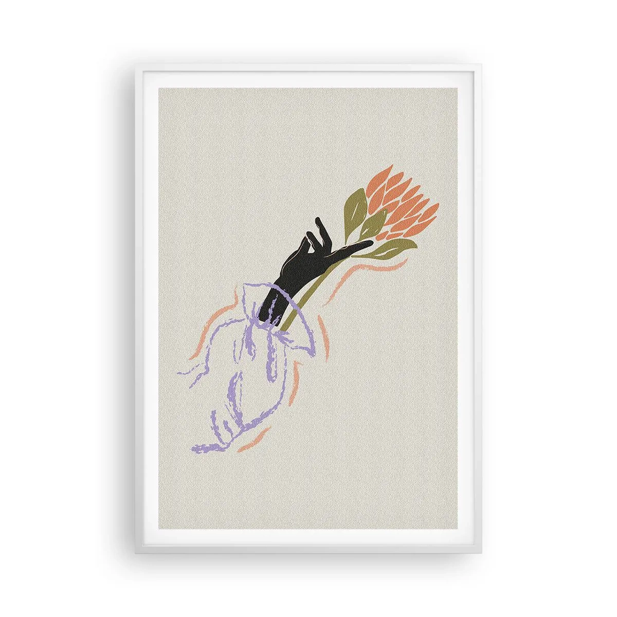 Poster in einem weißen Rahmen - Schwesterliche Berührung - 70x100 cm