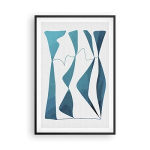 Poster in einem schwarzem Rahmen - Abstraktion: türkisfarbene Verbindung - 61x91 cm