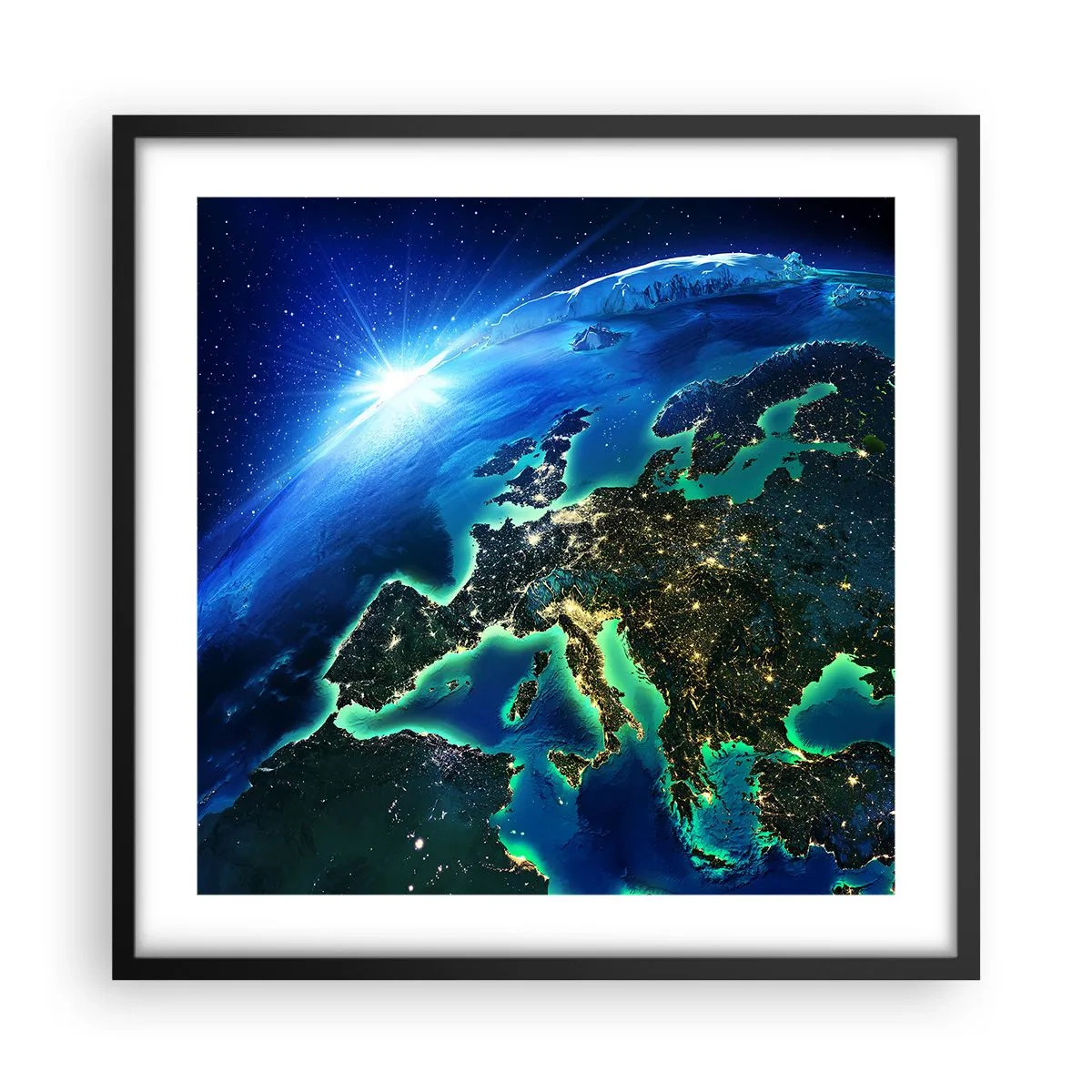 Poster in einem schwarzem Rahmen - Funkelndes Europa - 50x50 cm