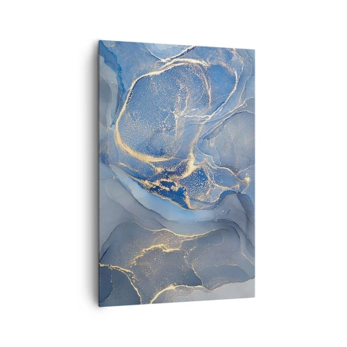 Bild auf Leinwand - Leinwandbild - Abstrakte blaue Muster mit goldenen Akzenten - 80x120cm - Goldstaub - Moderne Wanddekoration für Wohnzimmer und Schlafzimmer ARTTOR