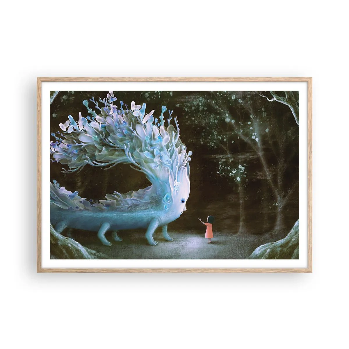 Poster in einem Rahmen aus heller Eiche - Fantastisches Treffen - 100x70 cm