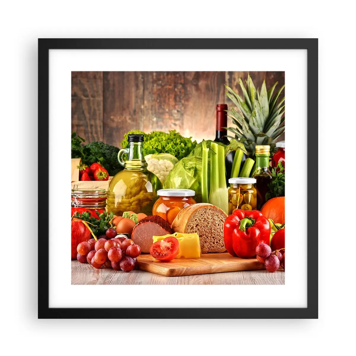 Poster in einem schwarzem Rahmen - Geräuchert, gebacken und eingelegt - 40x40 cm