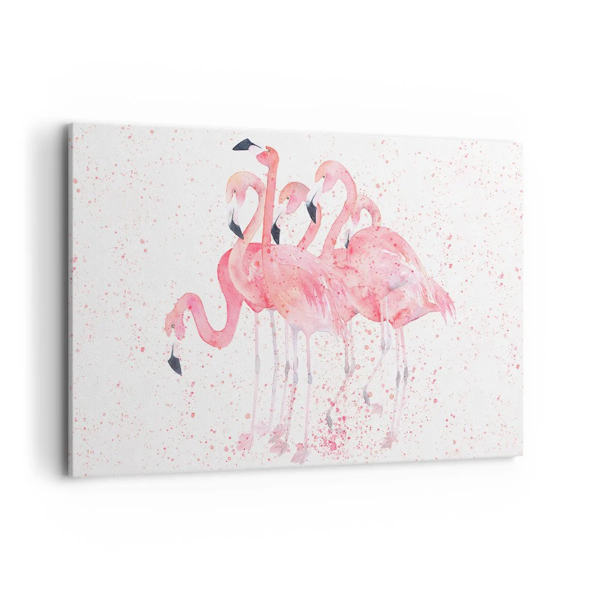 Bild auf Leinwand - Leinwandbild - Rosa Flamingos im künstlerischen Aquarellstil - 120x80cm - Rosa Ensemble - Moderne Wanddekoration für Wohnzimmer und Schlafzimmer ARTTOR