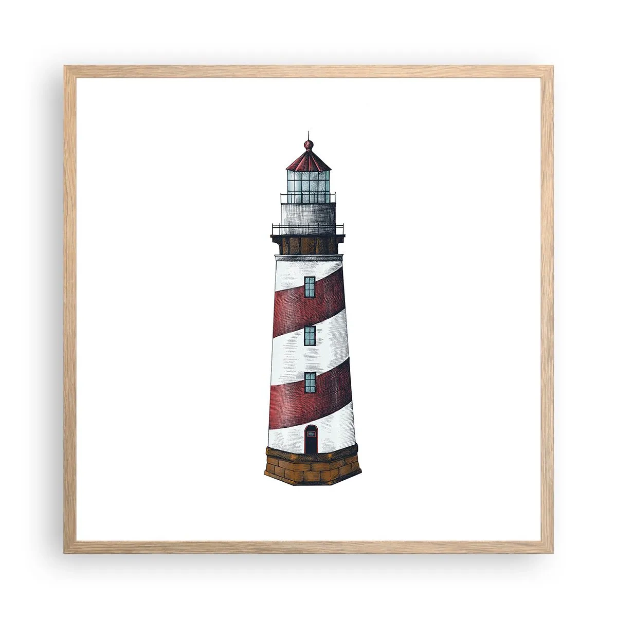 Poster in einem Rahmen aus heller Eiche - Immer auf der Hut - 60x60 cm