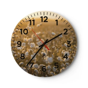 Wanduhr - Glasuhr - Fluffiges Feld - 40x40 cm