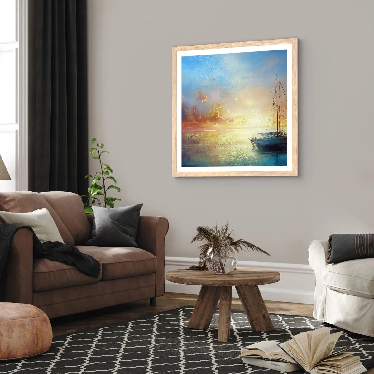 Poster in einem Rahmen aus heller Eiche - In einer goldenen Bucht - 30x30 cm
