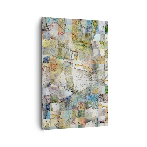 Bild auf Leinwand - Leinwandbild - Bunte Abstraktion mit geometrischen Formen und Linien - 80x120cm - Geometrische Mischung - Moderne Wanddekoration für Wohnzimmer und Schlafzimmer ARTTOR