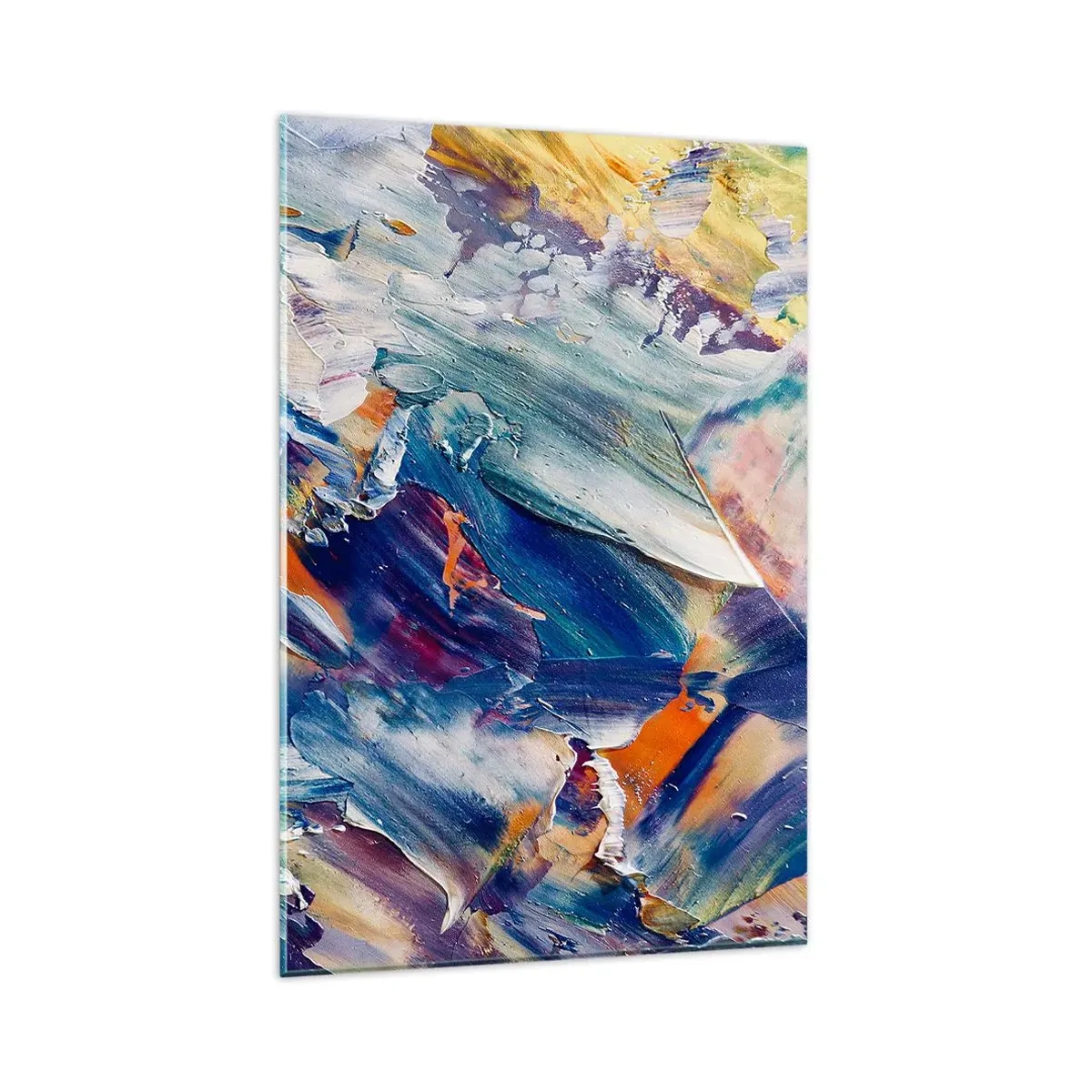 Glasbild - Bild auf glas - Bunte Abstraktion mit Acrylfarbe Textur - 80x120cm - Farbverwirrung - Moderne Wanddekoration für Wohnzimmer und Schlafzimmer ARTTOR