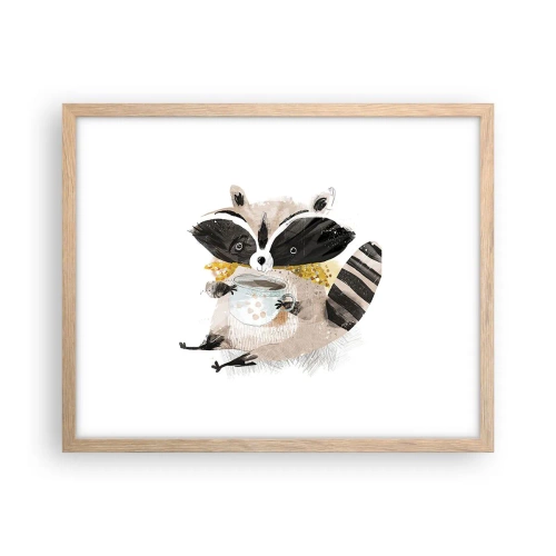 Poster in einem Rahmen aus heller Eiche - Mein Freund der Waschbär - 50x40 cm