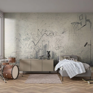 Selbstklebende Fototapete Deluxe Sticker - Mein tolles Stadtleben - Graffiti, Stück, Grafik - 350x256 cm