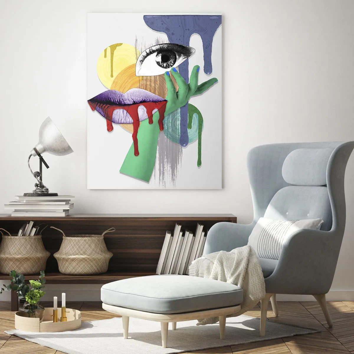 Glasbild - Bild auf glas - Dekonstruiertes Porträt mit abstrakten Elementen - 80x120cm - Ein dekonstruiertes Porträt - Moderne Wanddekoration für Wohnzimmer und Schlafzimmer ARTTOR