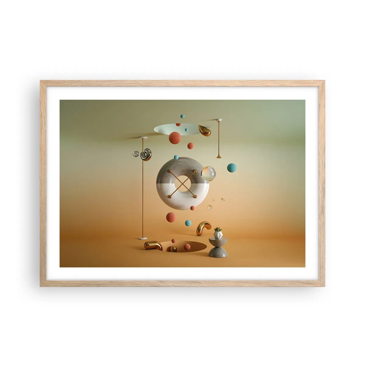 Poster in einem Rahmen aus heller Eiche - Alles kann passieren - 70x50 cm