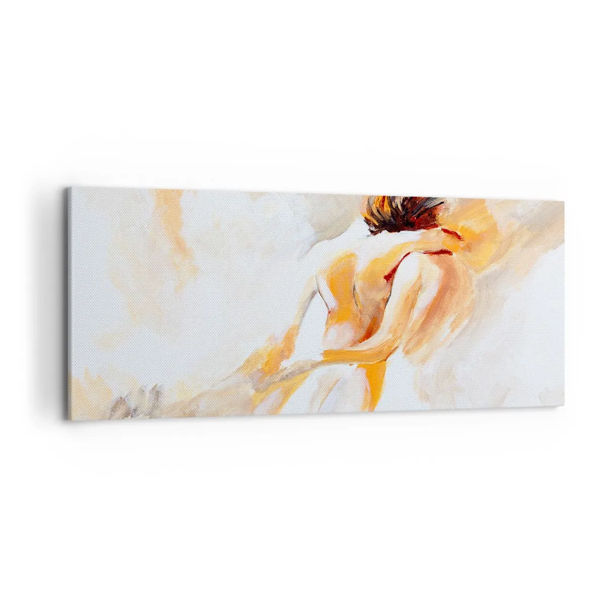 Bild auf Leinwand - Leinwandbild - Abstrakte Szene einer romantischen Umarmung - 120x50cm - Am Himmel der Nähe - Moderne Wanddekoration für Wohnzimmer und Schlafzimmer ARTTOR
