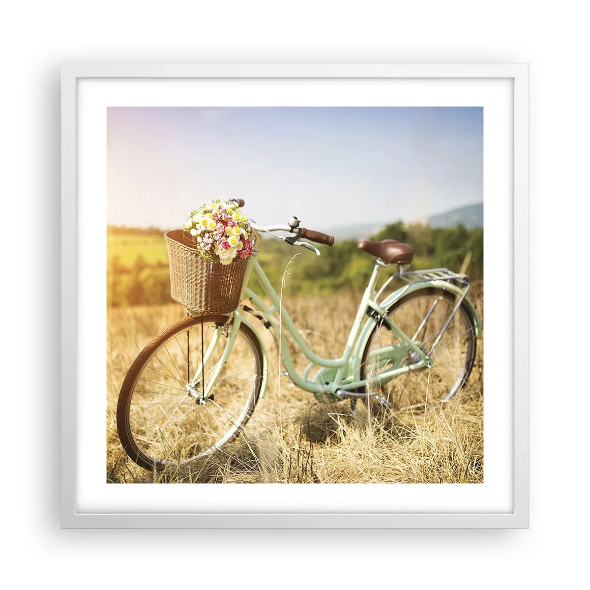 Poster in einem weißen Rahmen - Ich bleibe eine Weile hier - 50x50 cm